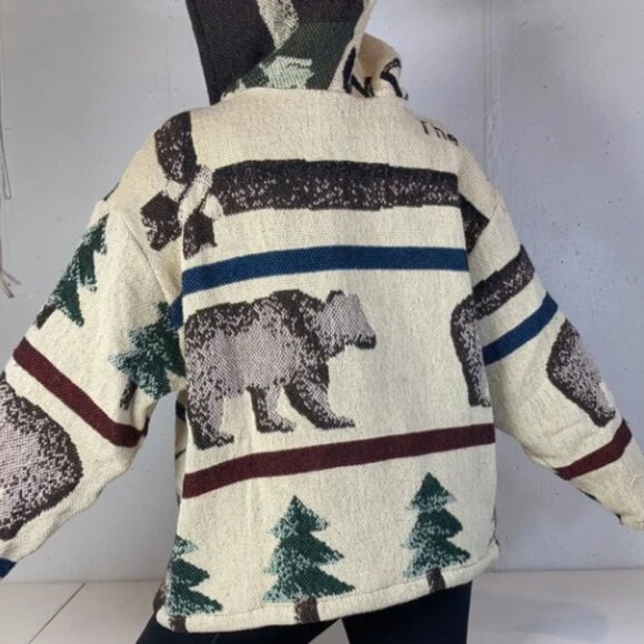 Vintage Rework Cabin Outdoor Hiking Tapestry Blanket Hooded Sweatshirt - Picture 7 of 10